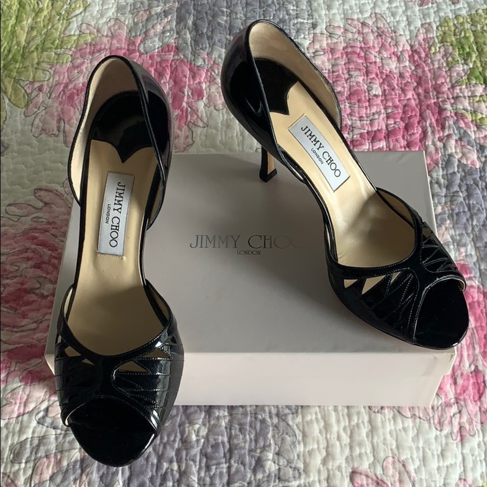 JIMMY CHOO TRINITY PATENT LEATHER BLACK NWOT